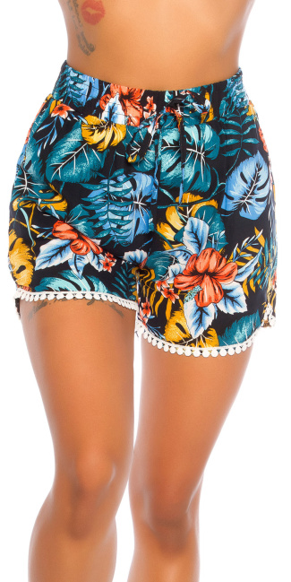 Trendy zomer hoge taille-shorts met print marineblauw